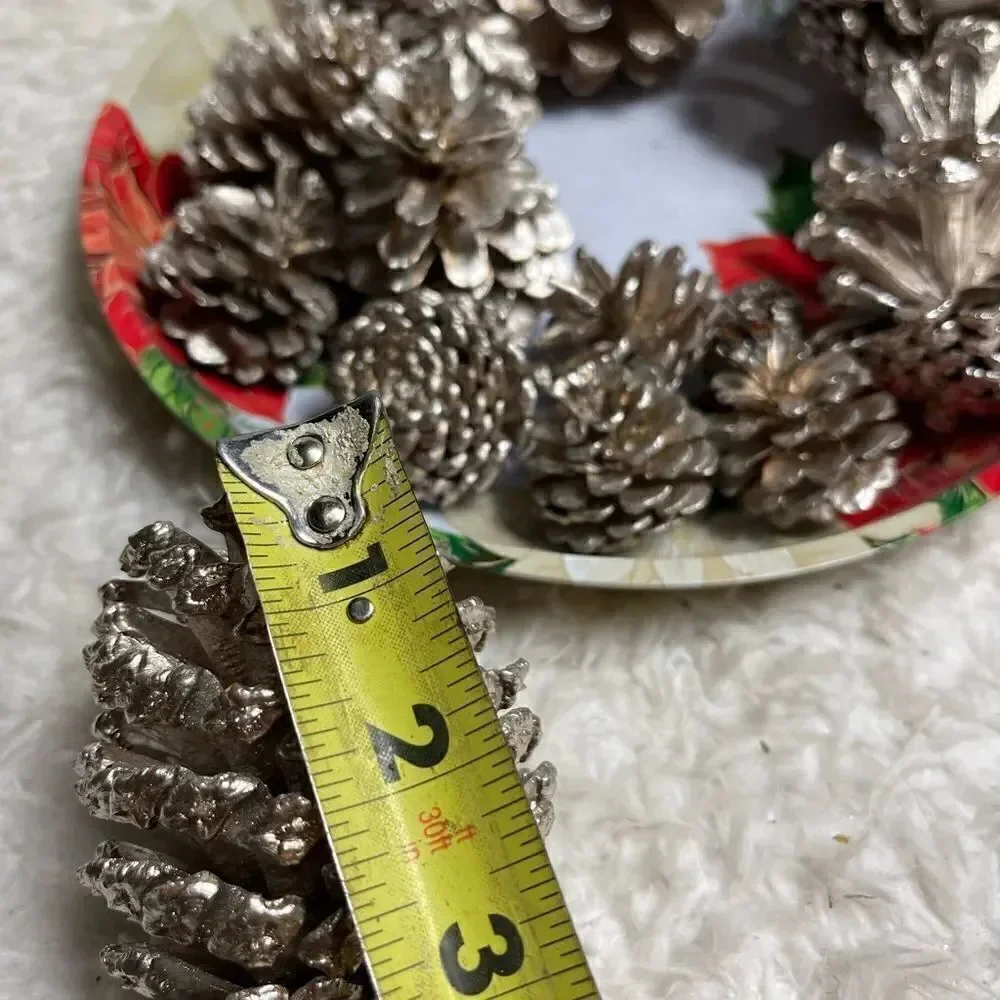 Set of 14 silvery gold Pine Cones 4,3,2” for Holiday Home Decor